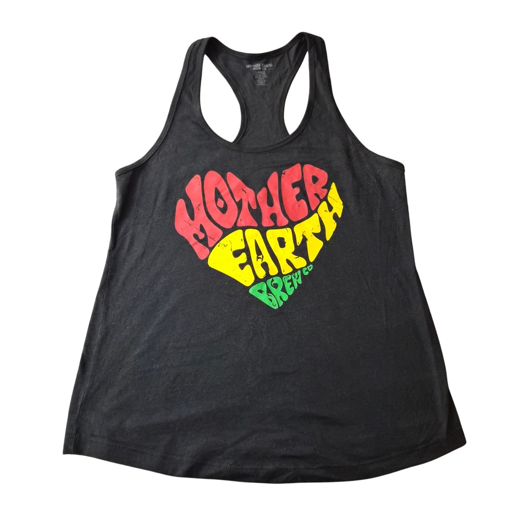 Mother Earth Brew Co Womens Large Black Racerback Tank Top‎ Brewery Graphic Tee